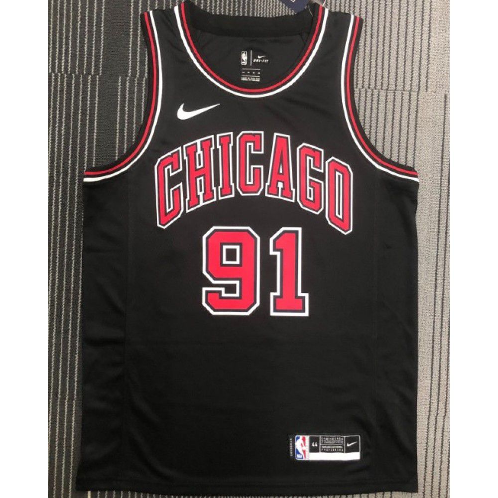 Men's Chicago Bulls Dennis Rodman #91 Black Swingman Jersey - Statement Edition-Pro Kit Vault | Brand New 26/27 Sports Jerseys